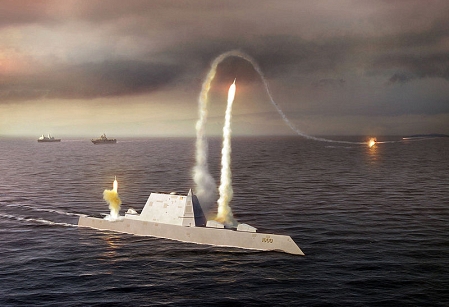 © U.S. Navy (gemeinfrei) An artist rendering of the Zumwalt class destroyer DDG 1000
