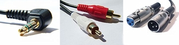 © Wikicommons Drei Stecker: Klinke, Cinch, XLR