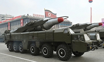© EPA/KCNA a 'Musudan' missile appearing during a military parade in Pyongyang