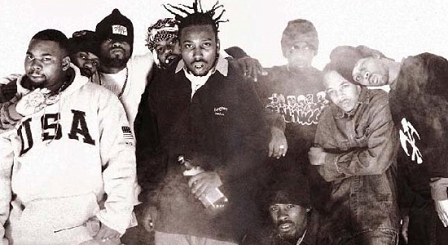 © Wu-Tang Clan v.l.n.r. Raekwon, Masta Killa, Method Man, Ghostface Killah, Ol' Dirty Bastard, Inspectah Deck, GZA (hockend), U-God & RZA