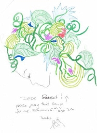 © KFK Vöcklabruck Zeichnung: Frau mit Blumenranken in den Haaren