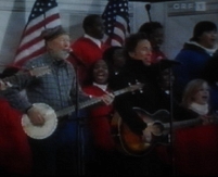 Pete Seeger neben Bruce Springsteen beim Concert for Obama