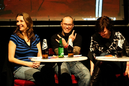 Die eine Hälfte der Jury: Birgit Denk, Didi Bruckmayr und Doris Knecht