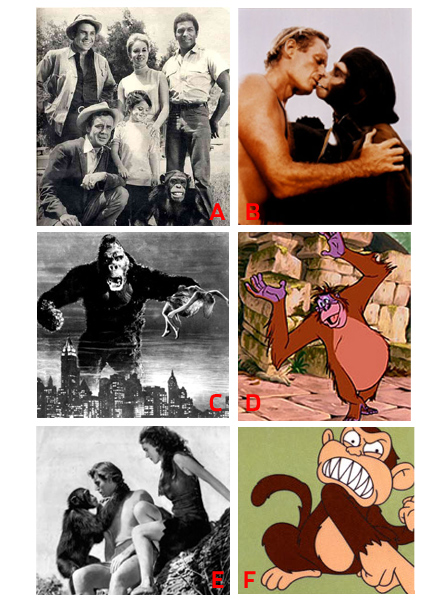 © Fox, Twentieth Century Fox, Disney Collage von Affen aus verschiedenen TV-Serien und Filmen