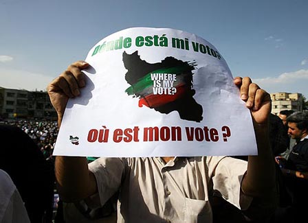 Schild: Où est mon vote?