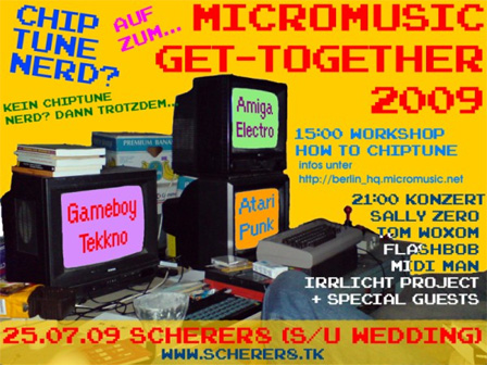 Flyer für eine Chiptunes-Party in Berlin.