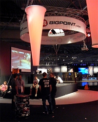 Der Messestand des Computerspielherstellers "Bigpoint" bei der "Games Convention Online" in Leipzig.