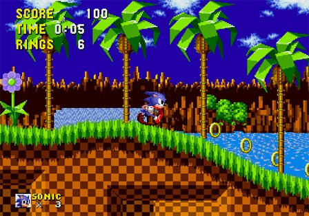 Bildschirmfoto aus dem Videospiel "Sonic The Hedgehog".