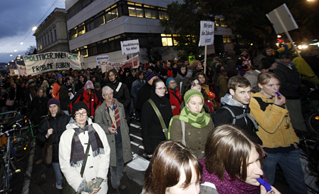 DemonstrantInnen am Aktionstag für Freie Bildung in Graz