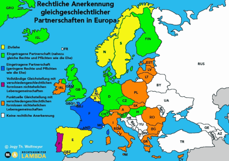 Übersicht über die Regelung gleichgeschlechtlicher Partnerschaften in Europa