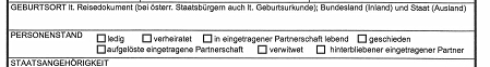 Meldezettel Verpartnerung eingetragene Partnerschaft