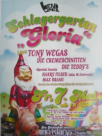 Flyer mit Gartenzwerg und Sparschwein