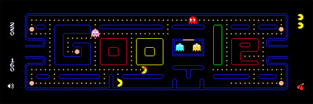 Das Videospiel "Pac-Man" auf der Startseite der Suchmaschine von Google.