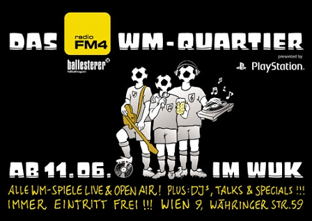 Flyer für das FM4 WM Quartier