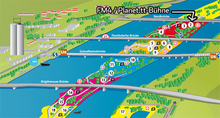 Lageplan der fm4/planet.tt-Bühne