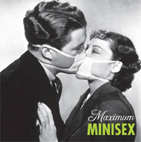 Das Cover von "Maximum Minisex": Ein Pärchen aus circa den 1940-Jahren küsst sich und trägt dabei Atemschutzmasken.