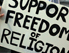 Demo-Schild: "Support Freedom of Religion"