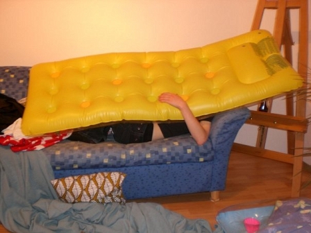 couch, air mattress