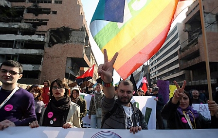AktivistInnen bei der Begrad Pride Parade