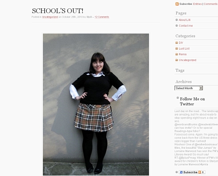 Screenshot eines Modeblogs