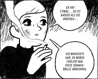 comiczeichnung junge frau mit blondem kurzhaarschnitt 