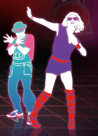 Zwei grafisch stilisierte Tanz-Avatare aus dem Videospiel "Just Dance".