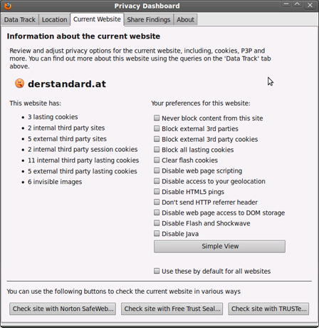 © Radio FM4 Privacy Dashboard: Einstellungsmöglichkeiten