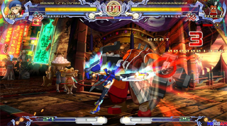 Eine Kampfszene aus dem Videospiel "BlazBlue: Calamity Trigger" (2009).