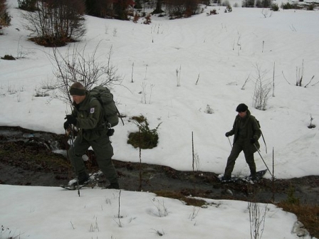 Elizabeth Alcock following Commander Johann Gaiswinkler in Kosovo (2010).