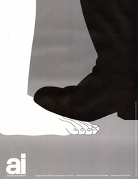 © Amnesty International Schwarz beschuhter Fuß tritt auf weißen Barfuß