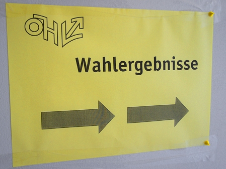 Schild: ÖH Wahlergebnisse