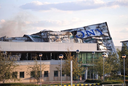 Das verbrannte Sonylager, in Enfield nach den London Riots