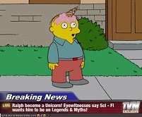 The Simpsons. Ralph turns into a Unicorn. 