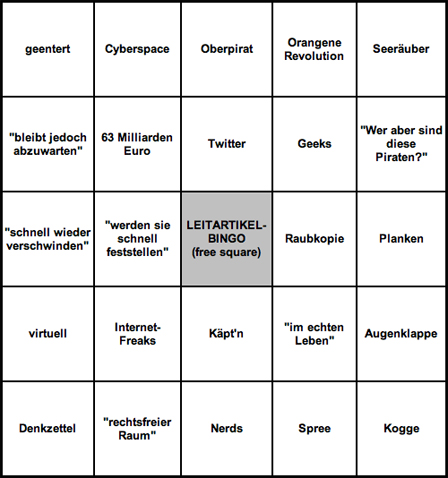 © crackajack.de Leitartikelbingo