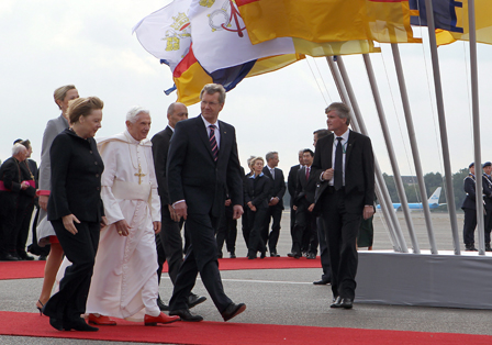 Papst mit Merkel und Wulff