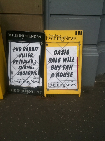 Lokalzeitung in Manchester: "Oasis sale will buy fan house"