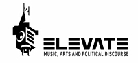 Das Logo des Elevate-Festival: ein stilisierter Grazer Uhrturm in schwarz/weiß, daneben der Schriftzug: "Elevate: Music, Arts and Political Discourse".