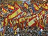 Demonstration in Spanien, viele spanische Flaggen