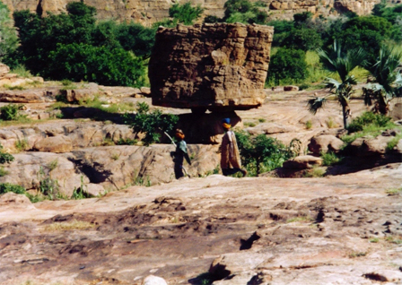 landscape, two people walking