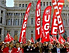 Trade Unionists protested near the city hall at Cibeles Square, Madrid