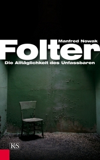 Stuhl in karger Gefängniszelle, Buchcover von "Folter" von Manfred Nowak