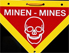 Schild mit Totenkopf und "Minen/Mines"-Aufschrift