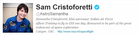 Twitter Account von Samantha Cristoforetti