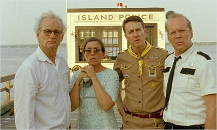 Bill Murray, Frances McDormand, Edward Norton und Bruce Willis in "Moonrise Kingdom"