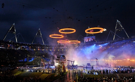 Parklandschaft bei der Eröffnungsfeier der Olympischen Sommerspiele in London