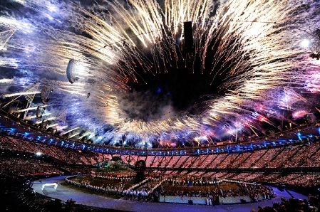 Feuerwerk bei der Eröffnungsfeier der Olympischen Sommerspiele in London