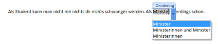 Anwendungsbeispiel Gender Add-In für Word