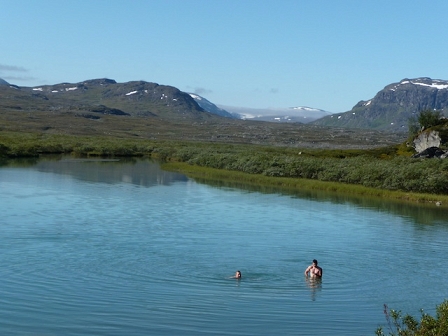 swimming in an icy lake!