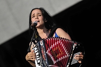 Mexican singer Julieta Venegas participates in the Wirikuta Fest