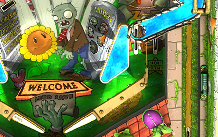 Ein Ausschnitt des Flippers "Plants vs. Zombies", Teil von ZEN Pinball.